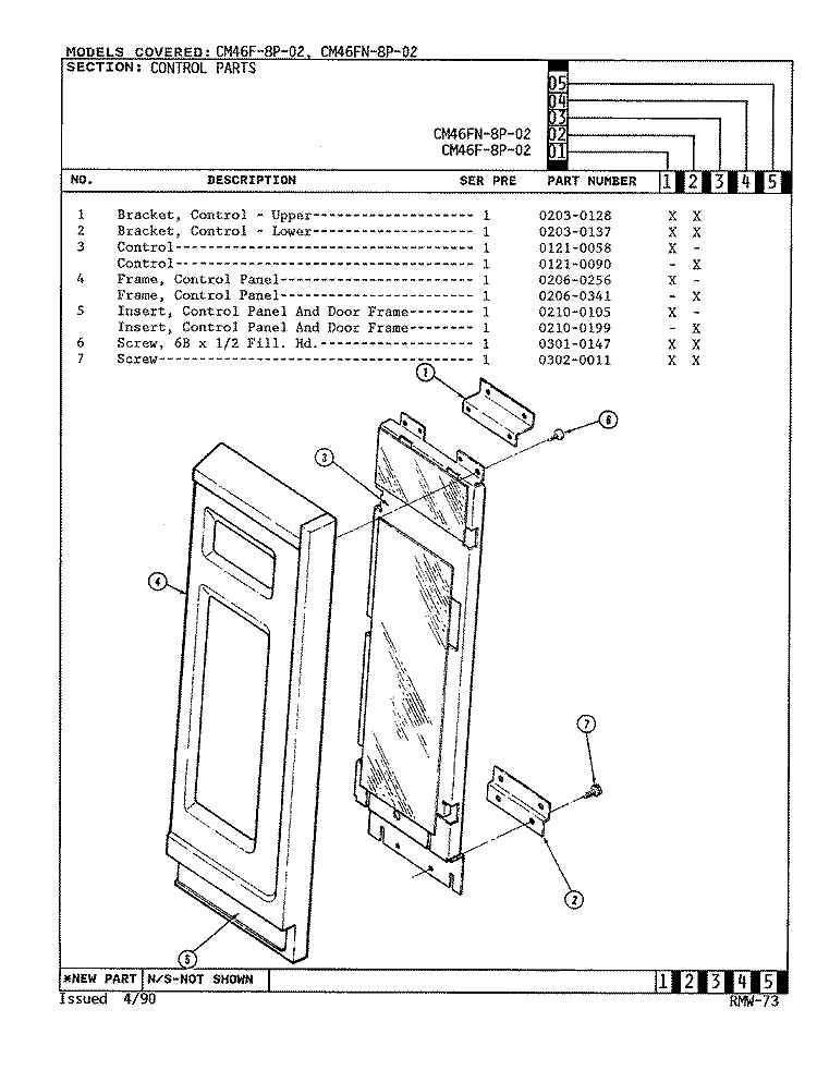 CONTROL PANEL Diagram and Parts List for CM46F-8P-02  Magic Chef Microwave