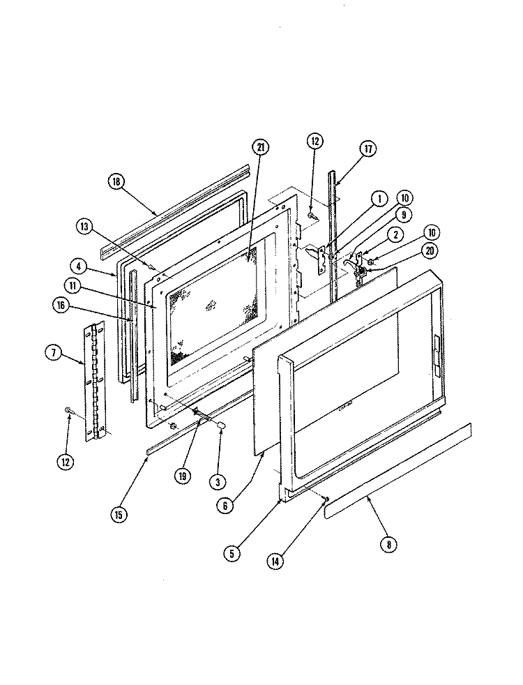 DOOR Diagram and Parts List for CM46F-8P-02  Magic Chef Microwave