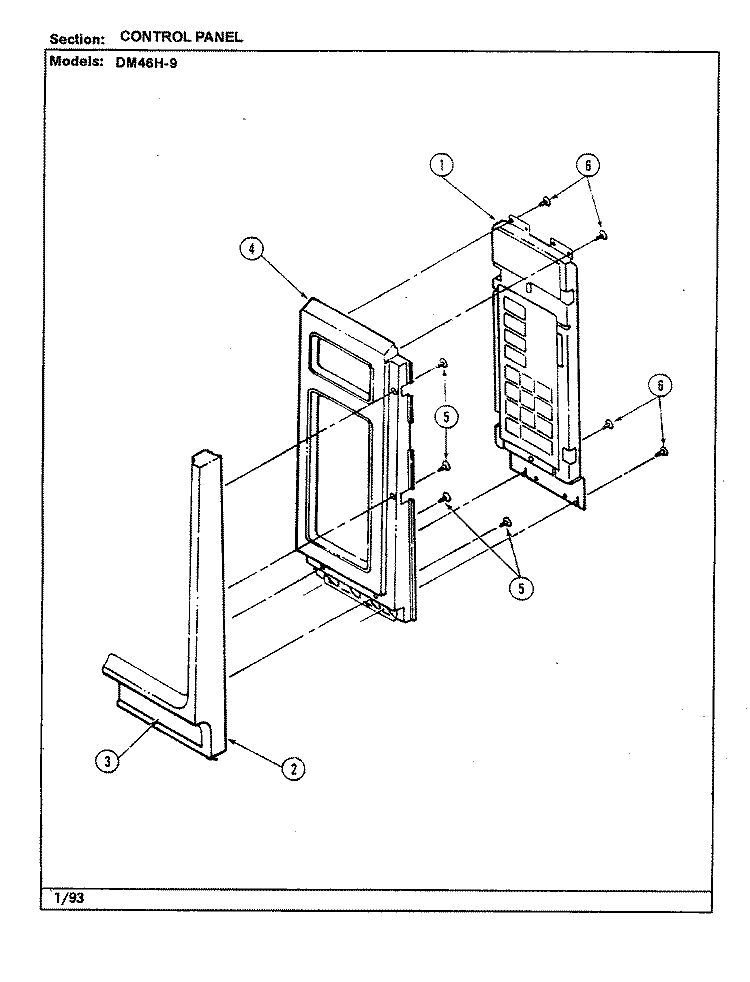CONTROL PANEL Diagram and Parts List for DM46H-9  Maytag Microwave