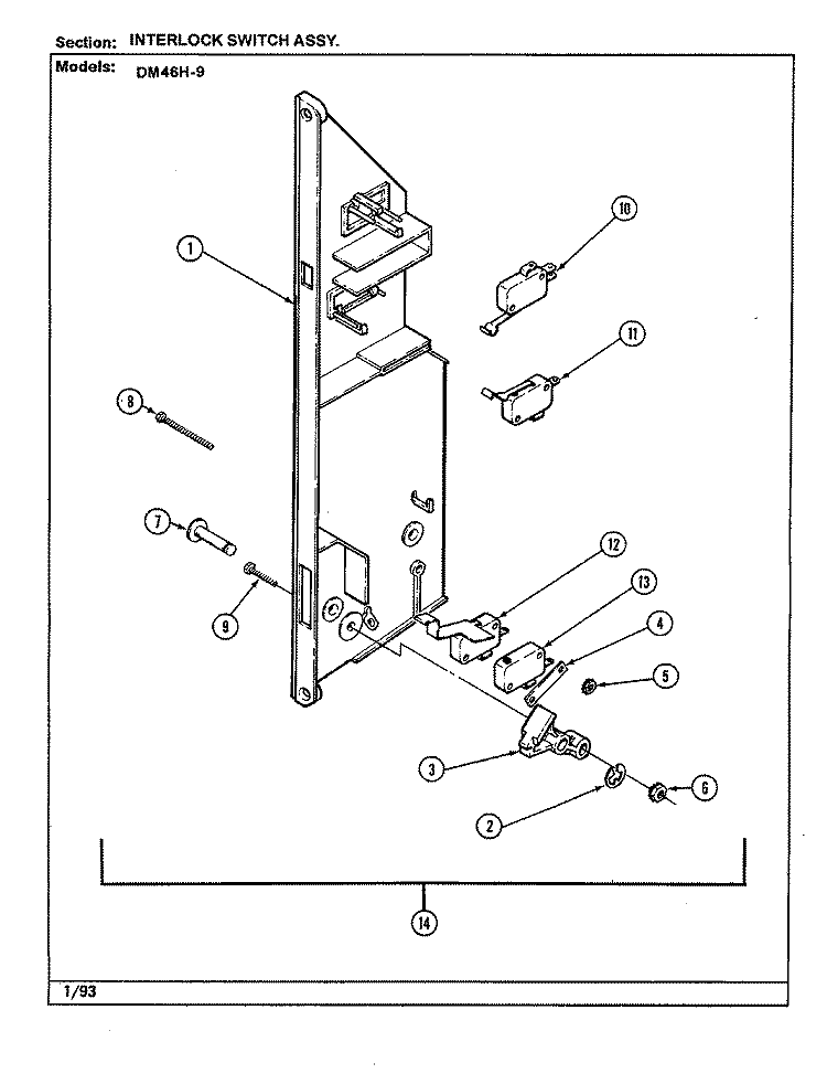 INTERLOCK SWITCHES Diagram and Parts List for DM46H-9  Maytag Microwave
