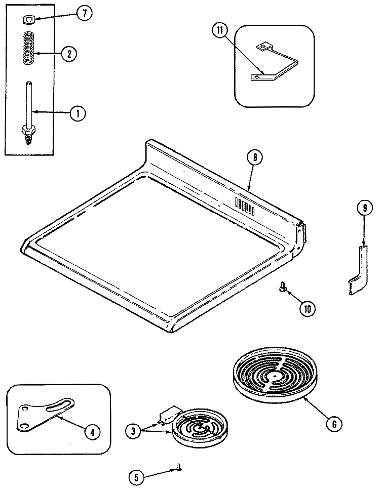 TOP ASSEMBLY Diagram and Parts List for 3868SYA  Magic Chef Range