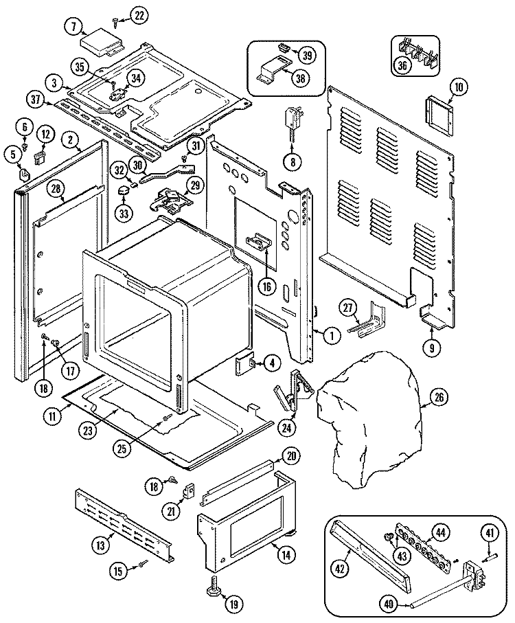 BODY Diagram and Parts List for C3888VRV  Magic Chef Range