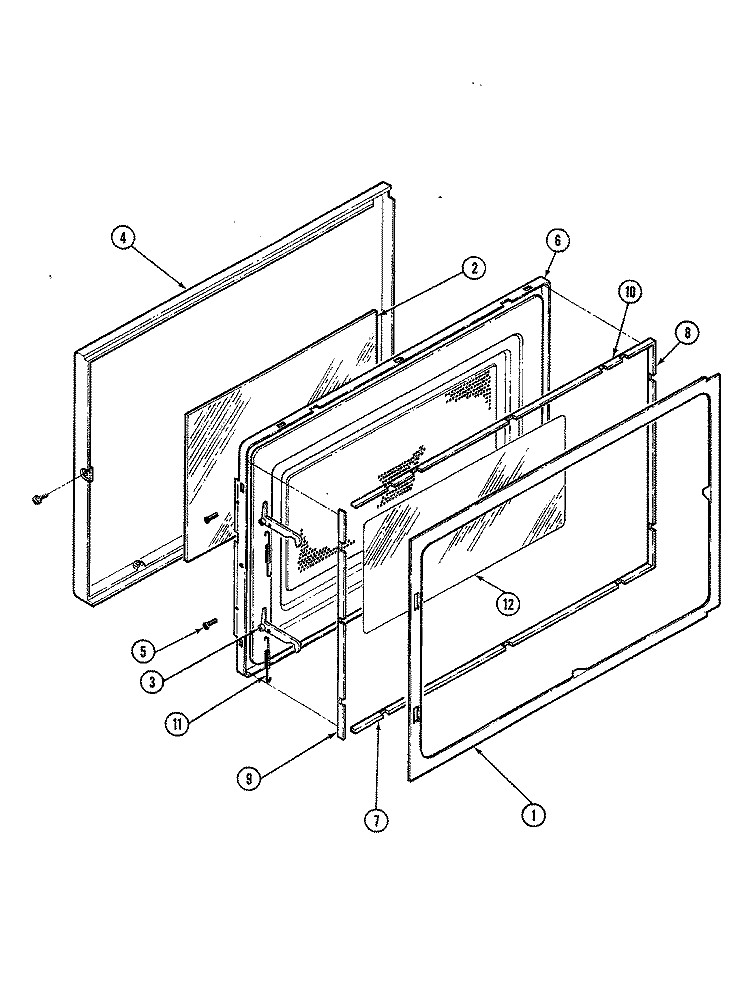 DOOR Diagram and Parts List for ME15E-9P-P4  Magic Chef Microwave