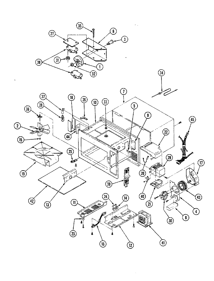 BASE & CAVITY Diagram and Parts List for ME15E-9P-P4  Magic Chef Microwave