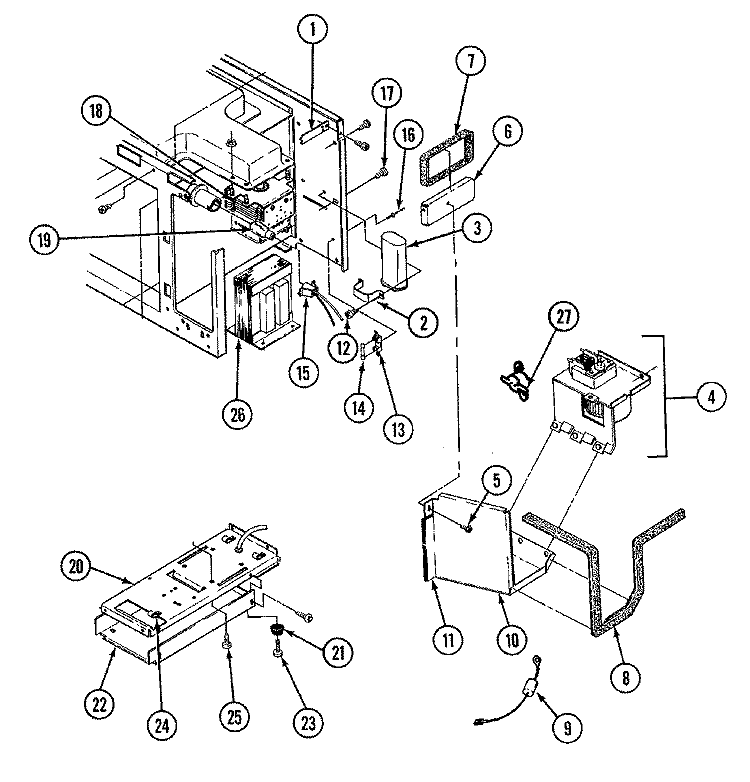 INTERNAL CONTROLS Diagram and Parts List for A9495XRB  Admiral Microwave Oven Combo