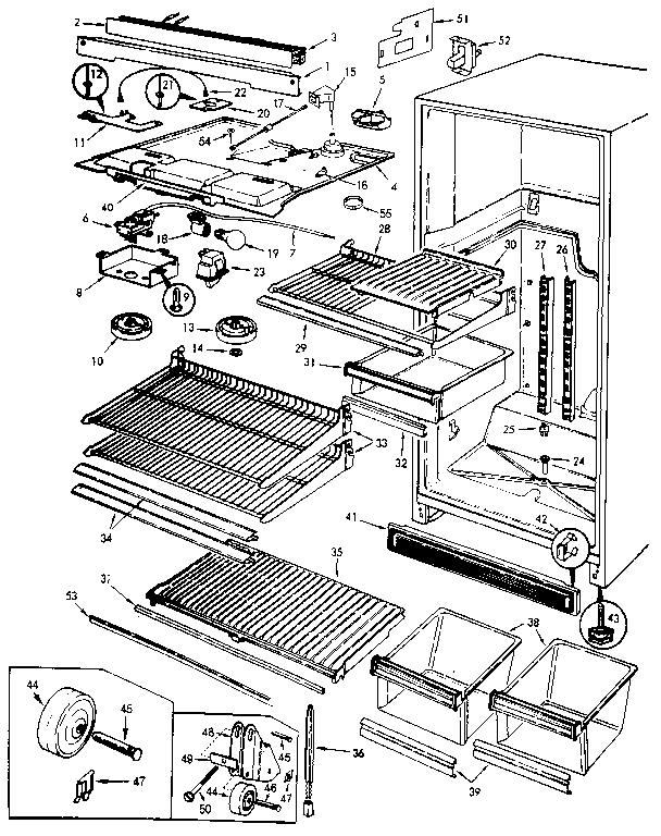 Fresh Food Compartment Diagram and Parts List for JRT152B MAJ01A Jenn-Air Refrigerator