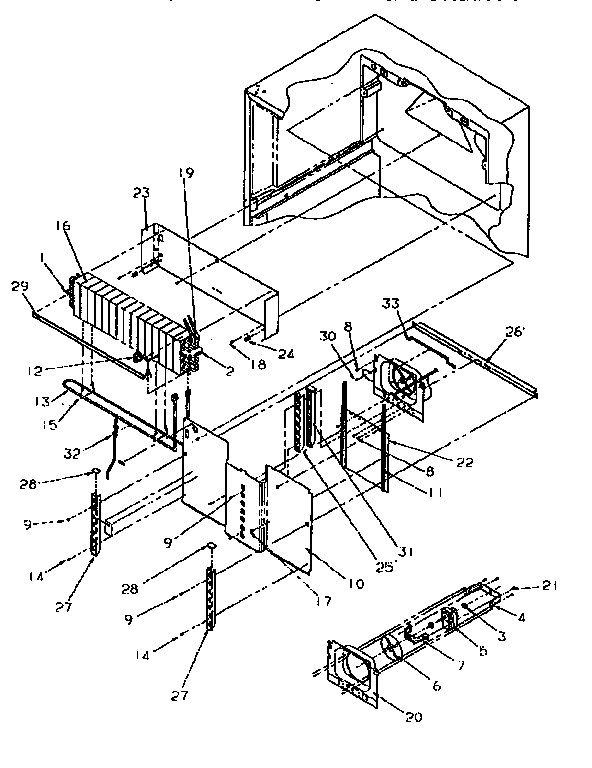 Evaporator Area Diagram and Parts List for TR21S4E-1196104WE  Amana Refrigerator