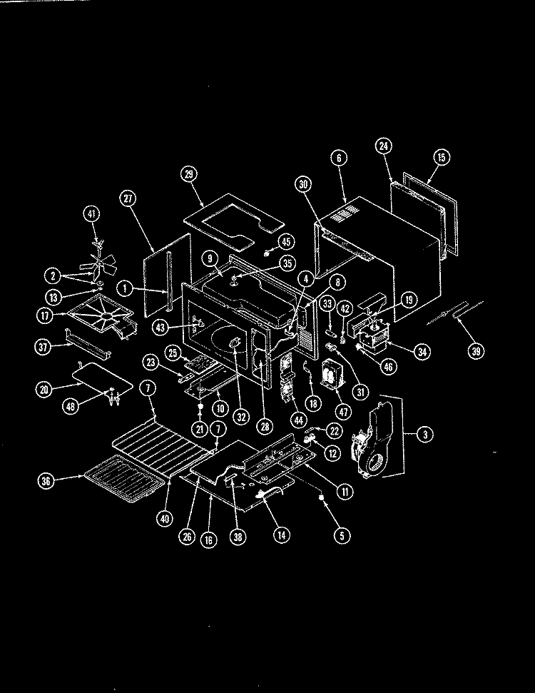 BASE & CAVITY (M16E - 10P, M16F - 10P & PB) Diagram and Parts List for M16F-10PB  Magic Chef Microwave