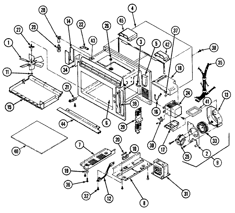 BASE & CAVITY Diagram and Parts List for DM15H-3B  Maytag Microwave