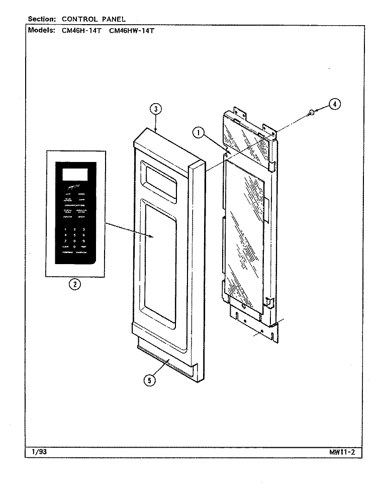 CONTROL PANEL Diagram and Parts List for CM46H-14T  Magic Chef Microwave