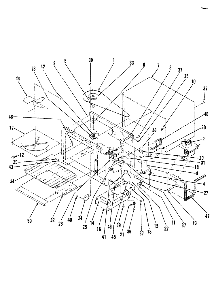 BASE & CAVITY Diagram and Parts List for M41B-10P-W6  Magic Chef Microwave Oven Combo