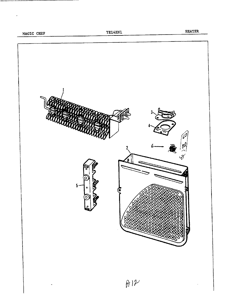 HEATER Diagram and Parts List for YE14EA1  Magic Chef Dryer