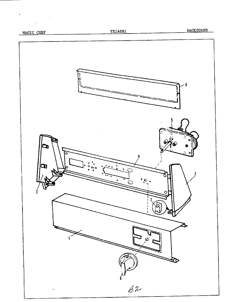 CONTROL PANEL Diagram and Parts List for YE14EA1  Magic Chef Dryer