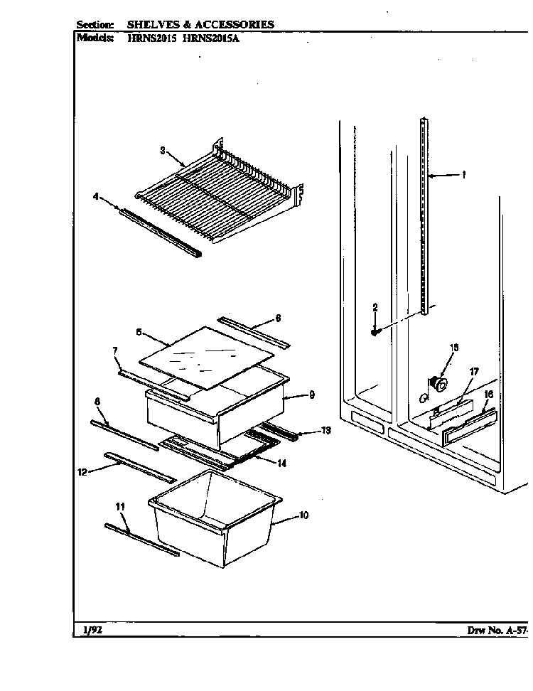 Shelves & Accessories Diagram and Parts List for HRNS2015 BP04C Maytag Refrigerator