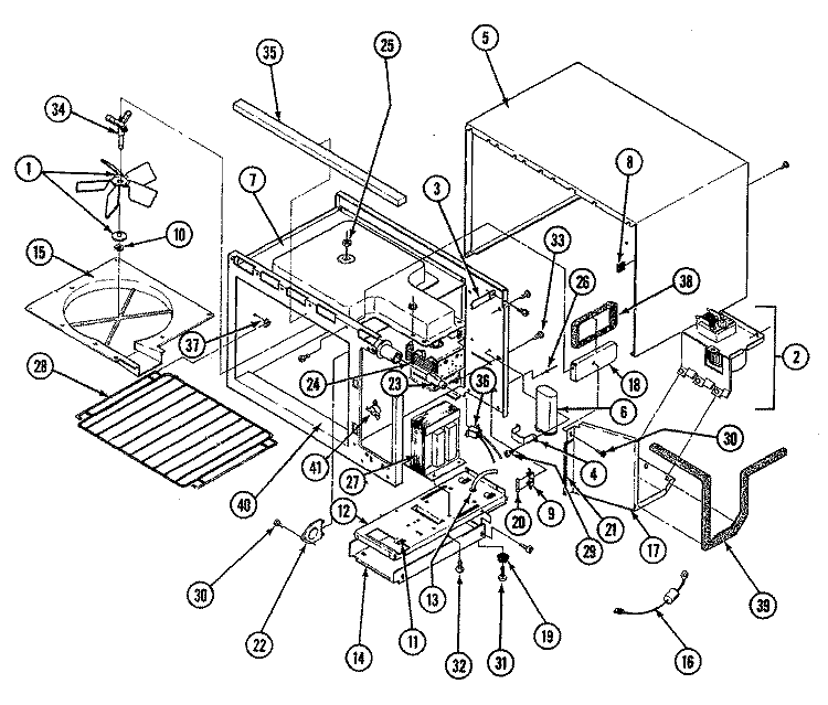 BASE & CAVITY (DM46HB - 14T) Diagram and Parts List for DM46HB-14T  Maytag Microwave