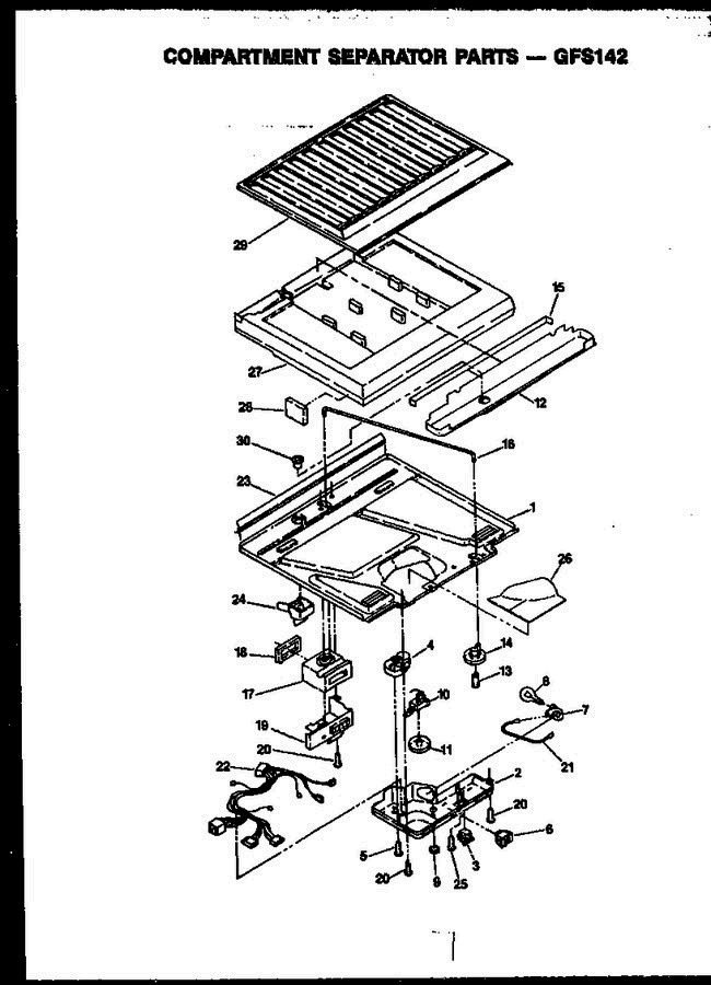 02 - Compartment Separator Parts Diagram and Parts List for GFS142 MN01 Amana Refrigerator