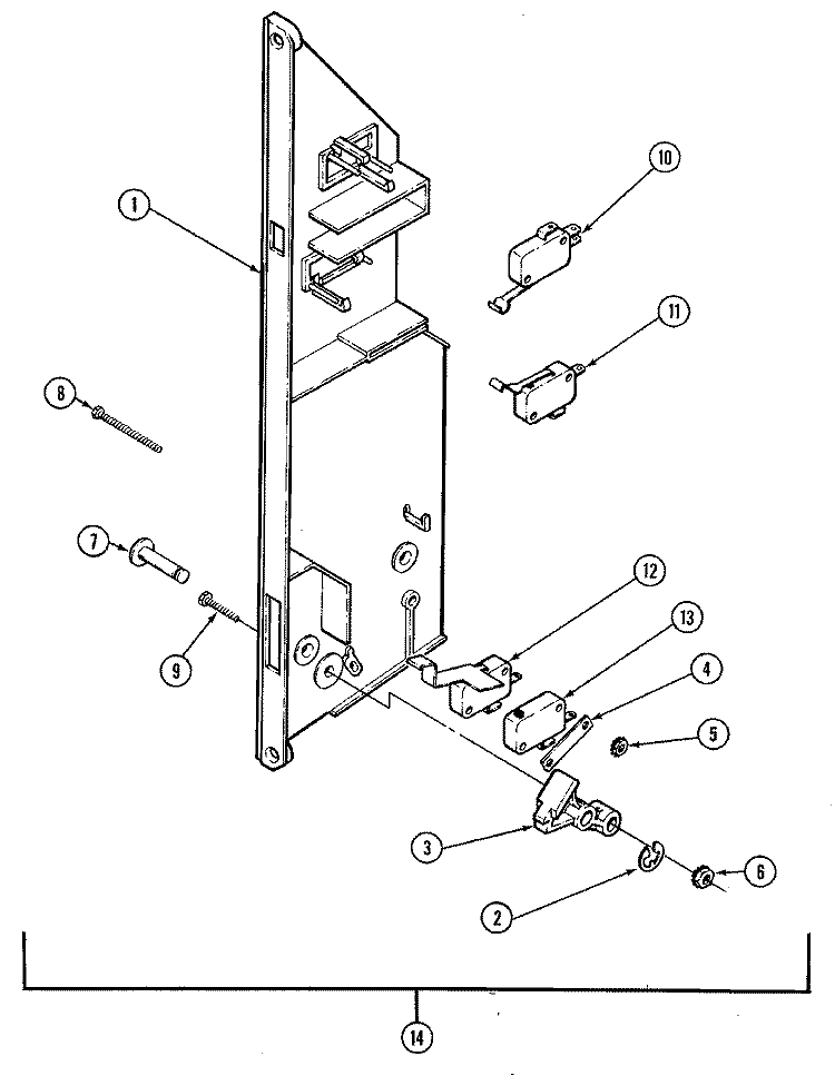 INTERLOCK SWITCHES Diagram and Parts List for DM125B  Magic Chef Microwave