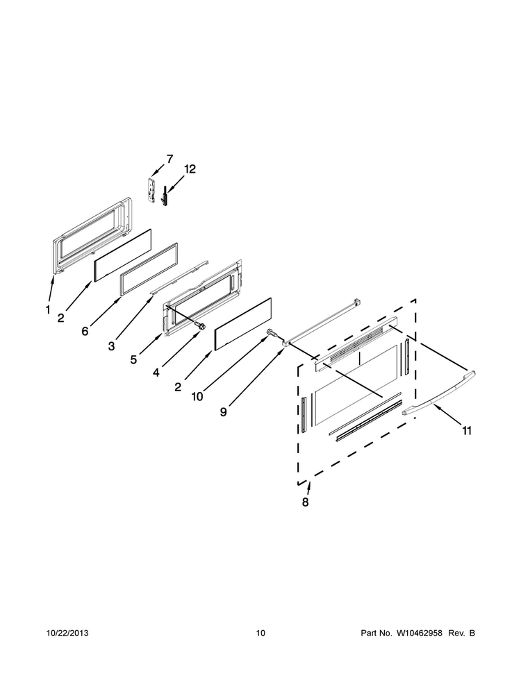 Upper Door Parts Diagram and Parts List for MET8775XW01  Maytag Range