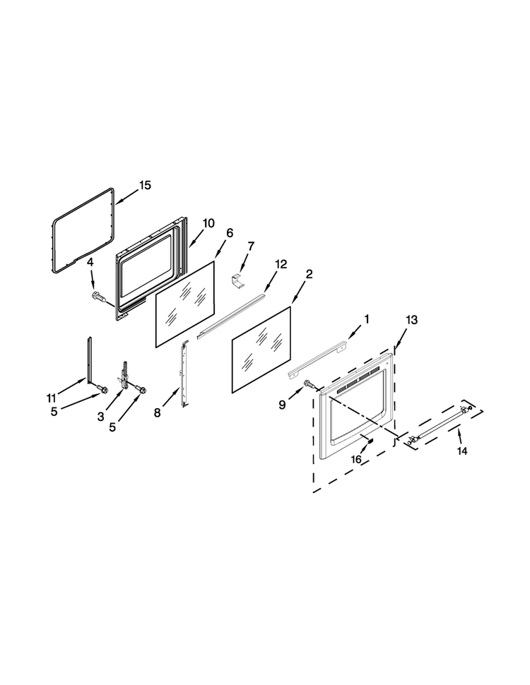 Door Parts Diagram and Parts List for MER8850DS1  Maytag Range