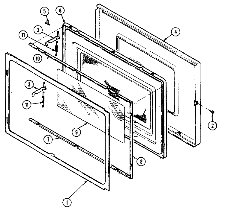 DOOR Diagram and Parts List for DM15H-14B-N  Magic Chef Microwave