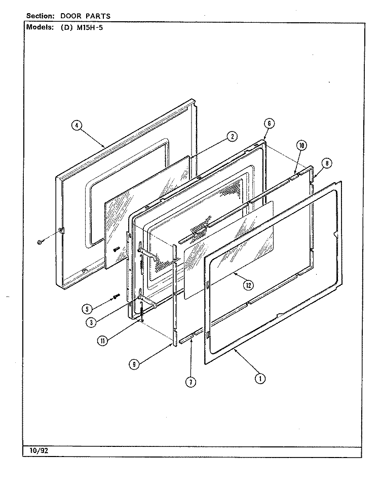 DOOR Diagram and Parts List for DM15H-5  Maytag Microwave