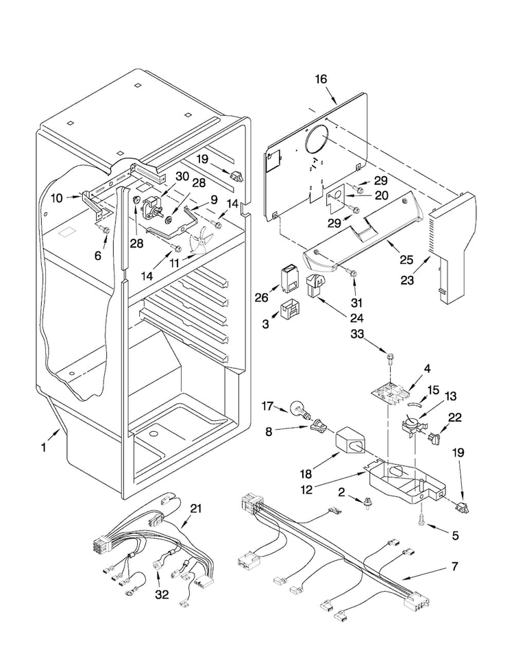 Liner Parts Diagram and Parts List for M8RXEGMAB00  Maytag Refrigerator