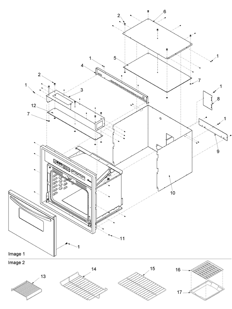 Outer Cabinet & Racks Diagram and Parts List for AOES3030WW-P113237NWW  Amana Wall Oven