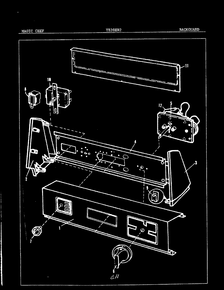CONTROL PANEL Diagram and Parts List for YE20EN2  Magic Chef Dryer