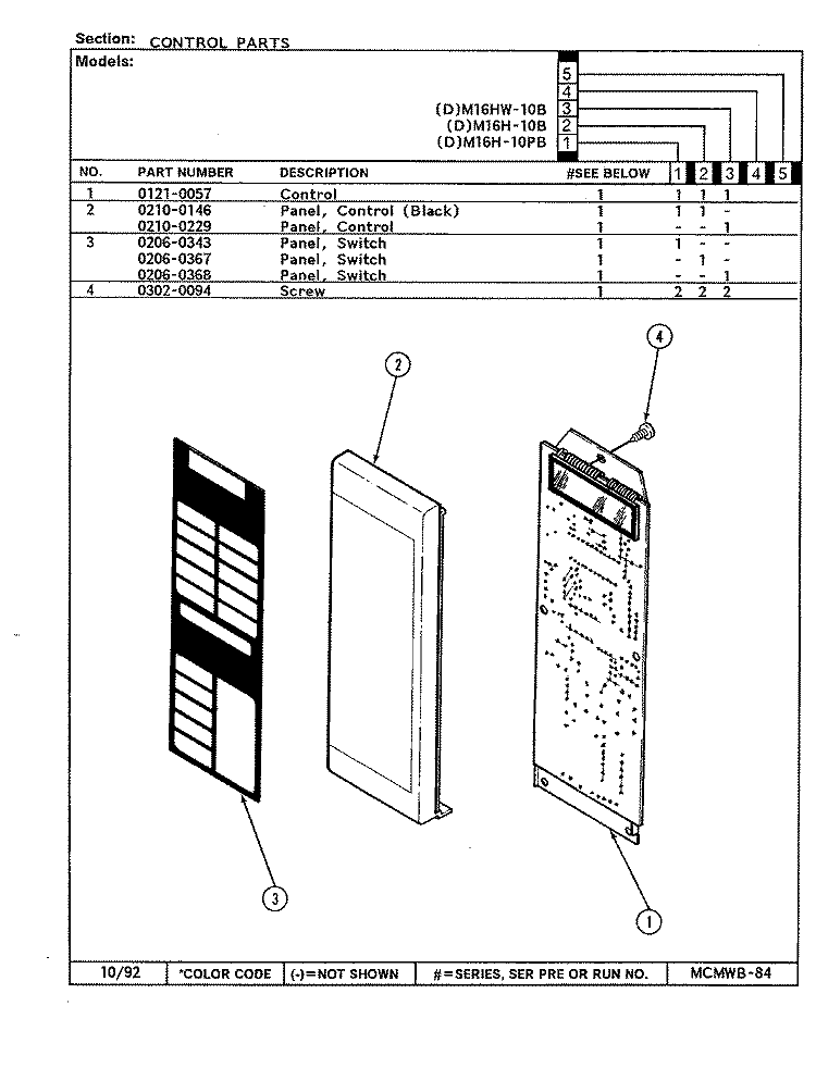 CONTROL PANEL Diagram and Parts List for DM16H-10PB  Maytag Microwave