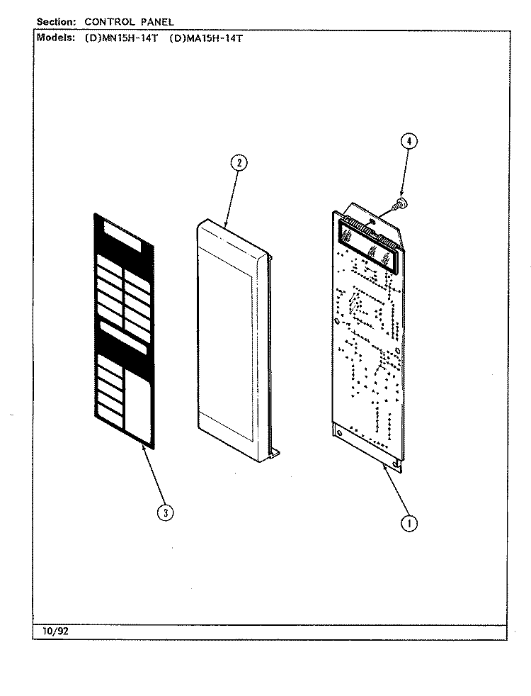 CONTROL PANEL Diagram and Parts List for DMN15H-14T  Norge Microwave