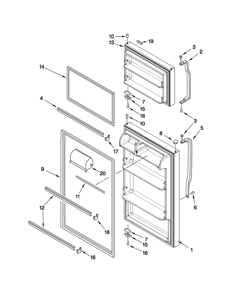 Door Parts Diagram and Parts List for C8TXNGFXB00  Magic Chef Refrigerator