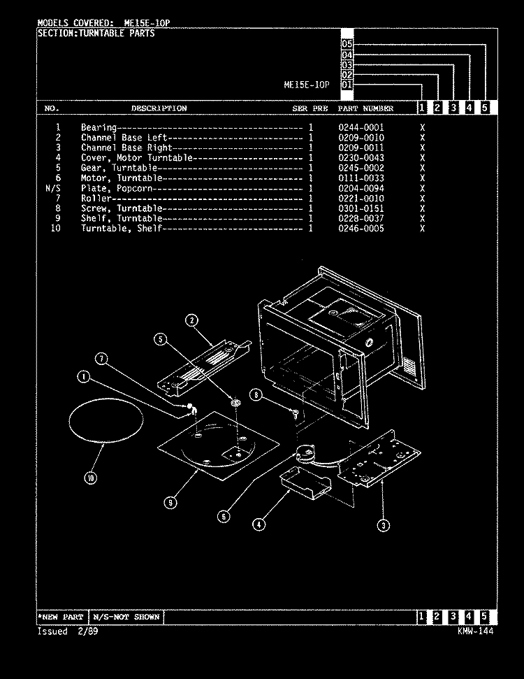 TURNTABLE Diagram and Parts List for ME15E-10P  Magic Chef Microwave