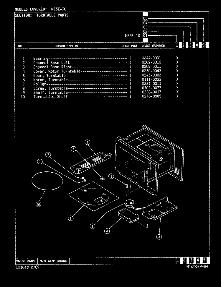 TURNTABLE (ME5E - 10) Diagram and Parts List for ME5E-10  Magic Chef Microwave