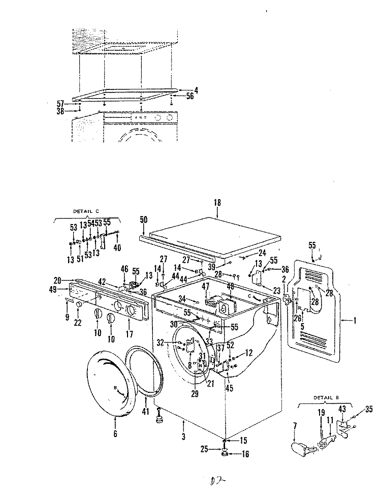 CABINET & CONTROL PANEL Diagram and Parts List for MDCP1085  Magic Chef Dryer