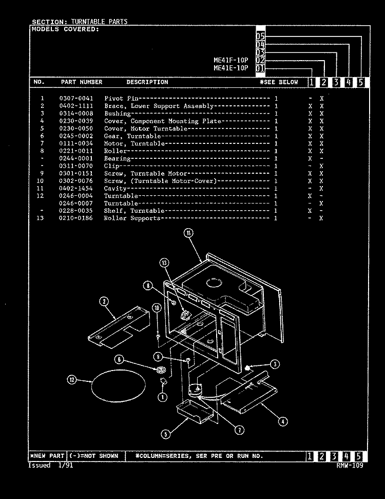 TURNTABLE Diagram and Parts List for ME41E-10P  Magic Chef Microwave
