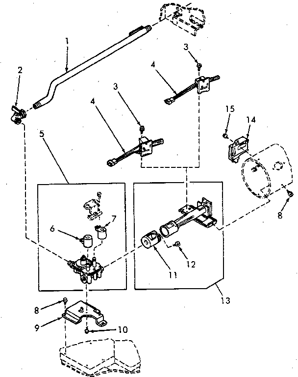 Gas Valve, Igniter And Burner Tube Diagram and Parts List for NG4619W53721  Speed Queen Dryer