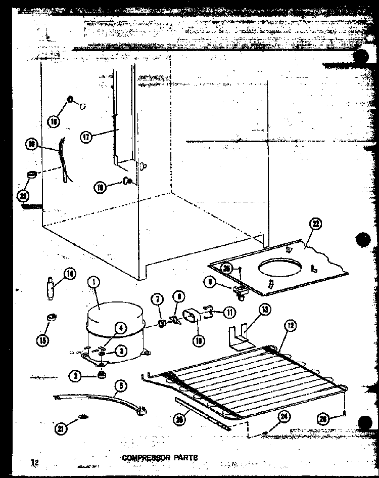 Compressor Parts Diagram and Parts List for ESU13B-A P60345-46WA Amana Freezer
