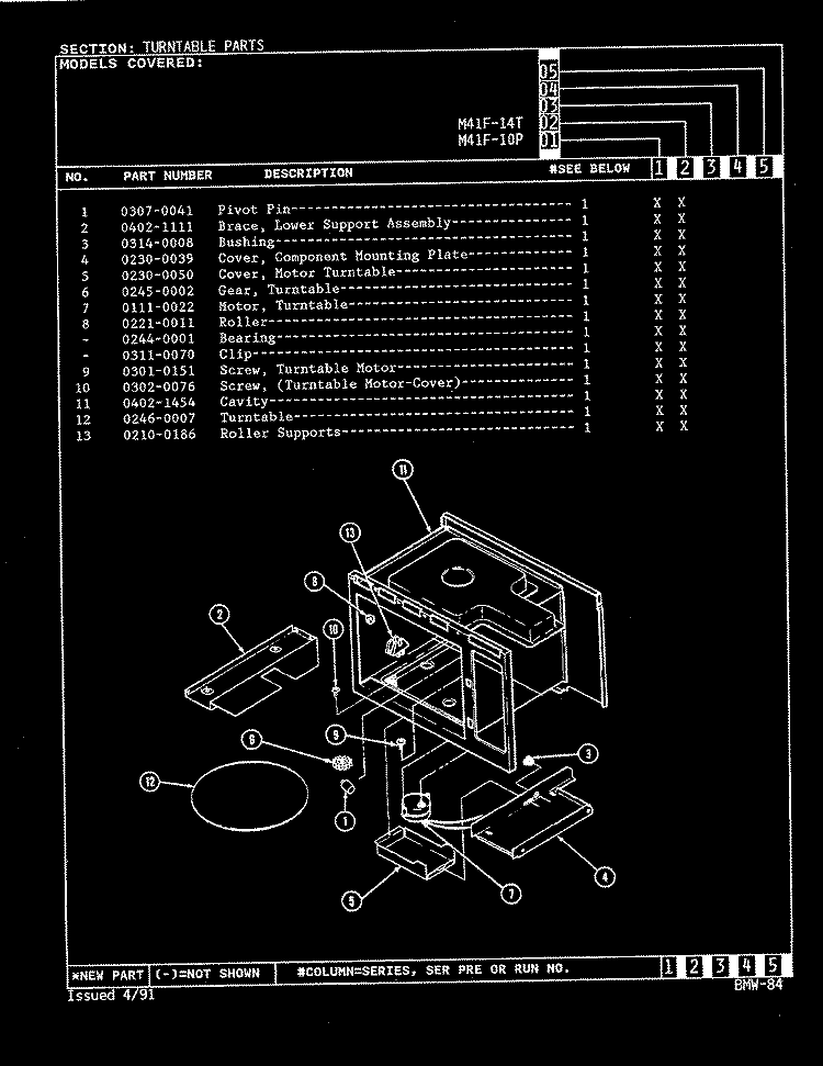 TURNTABLE Diagram and Parts List for M41F-14T  Magic Chef Microwave Oven Combo