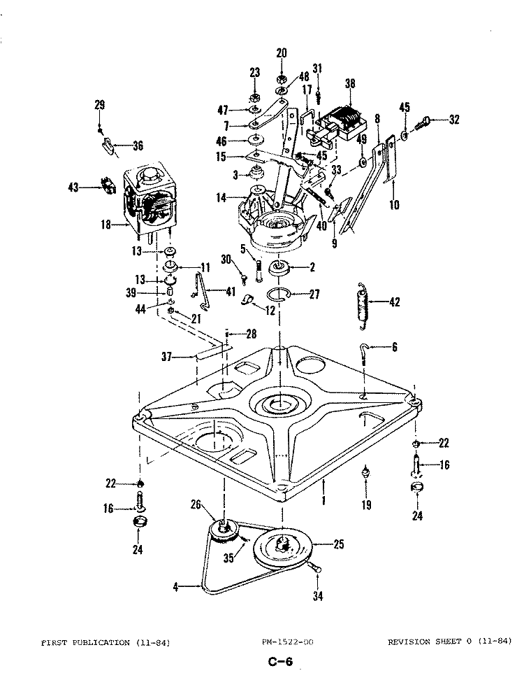 BASE & DRIVE Diagram and Parts List for W20DA3  Magic Chef Washer