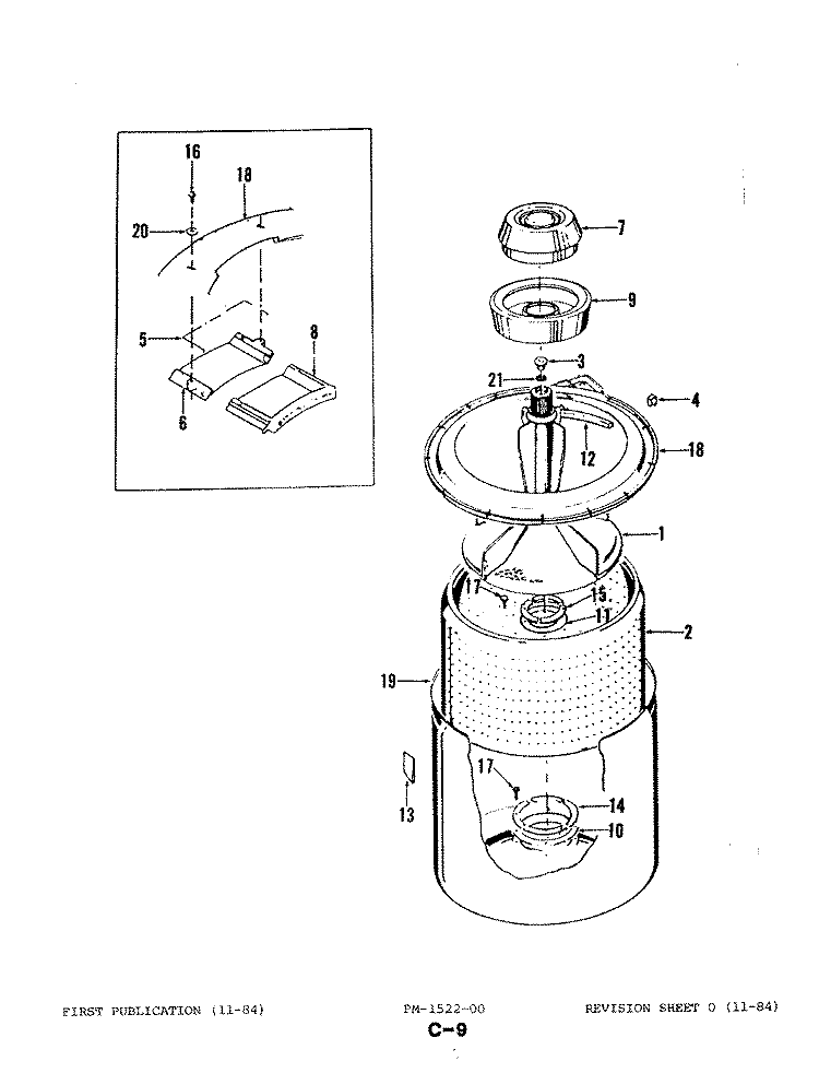 TUB Diagram and Parts List for W20DA3  Magic Chef Washer
