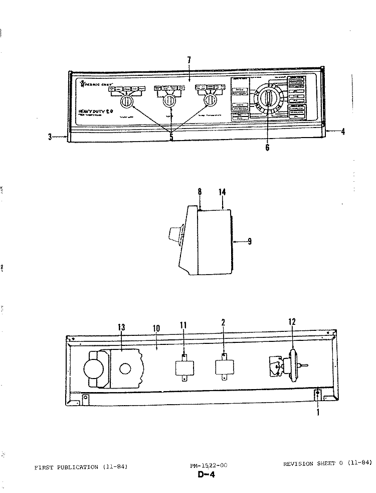 CONTROL PANEL Diagram and Parts List for W20DA3  Magic Chef Washer