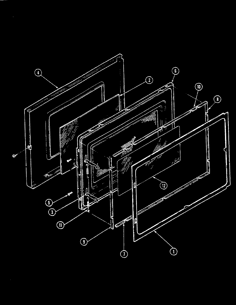 DOOR Diagram and Parts List for M5E-10  Magic Chef Microwave