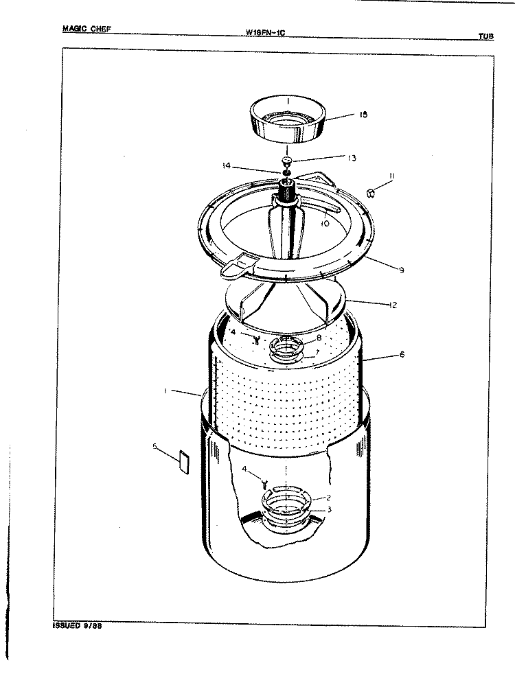 TUB Diagram and Parts List for W18FA1C  Magic Chef Washer