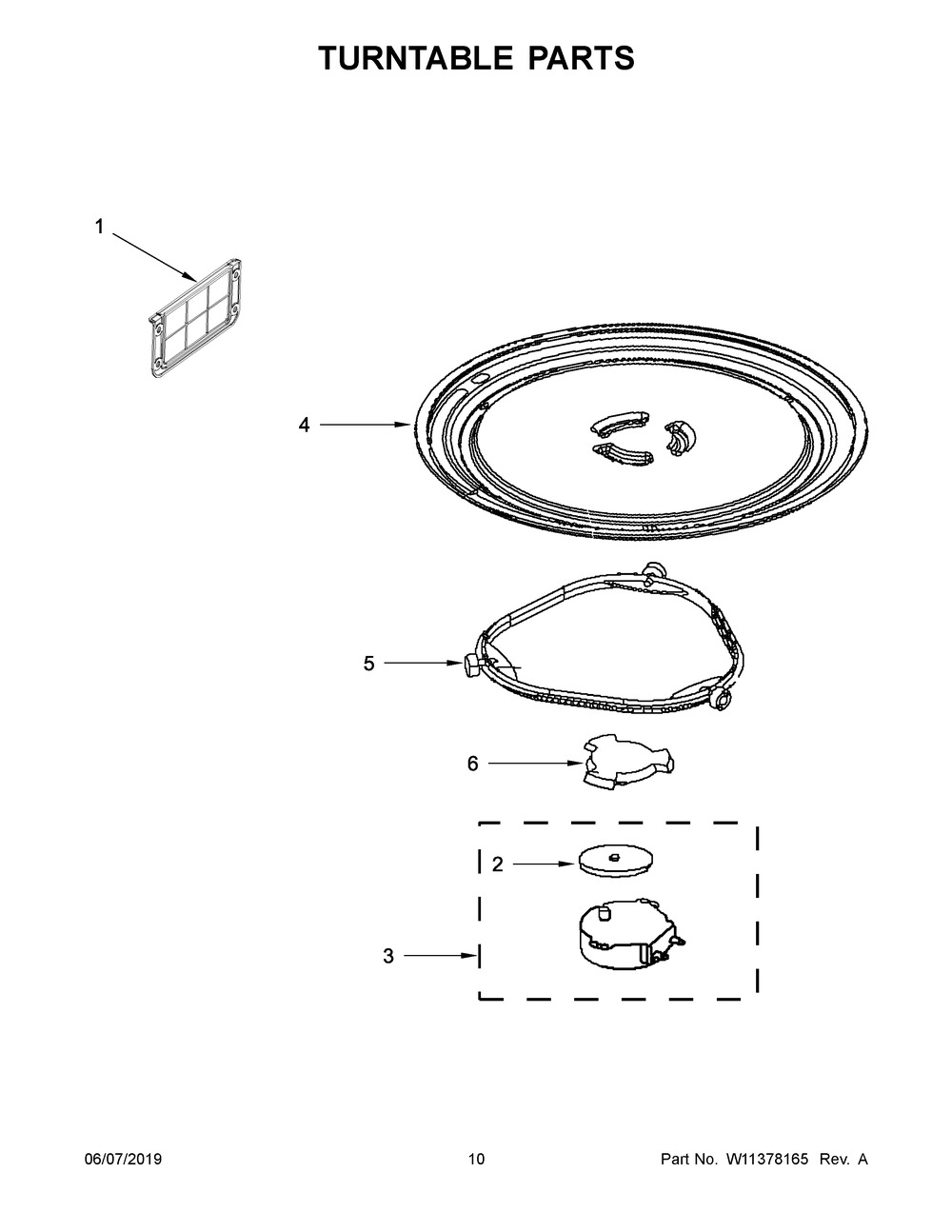 Turntable Parts Diagram and Parts List for MMV1174FK1  Maytag Microwave
