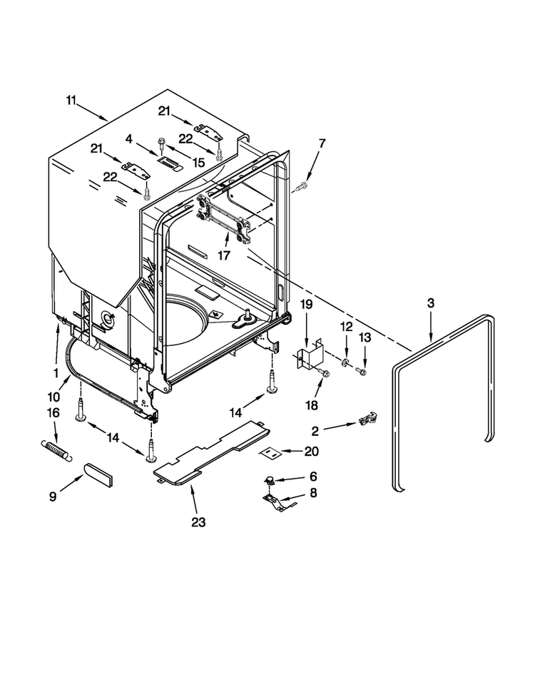 Tub And Frame Parts Diagram and Parts List for MDB6769PAQ0  Maytag Dishwasher