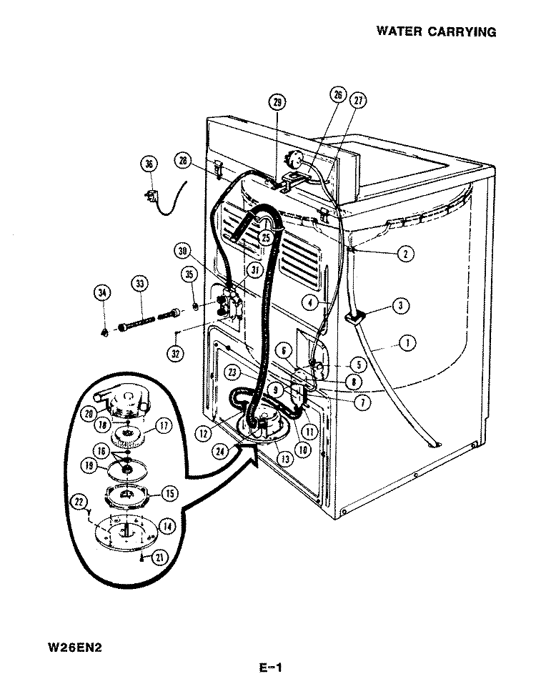 WATER CARRYING Diagram and Parts List for W26EY2  Magic Chef Washer