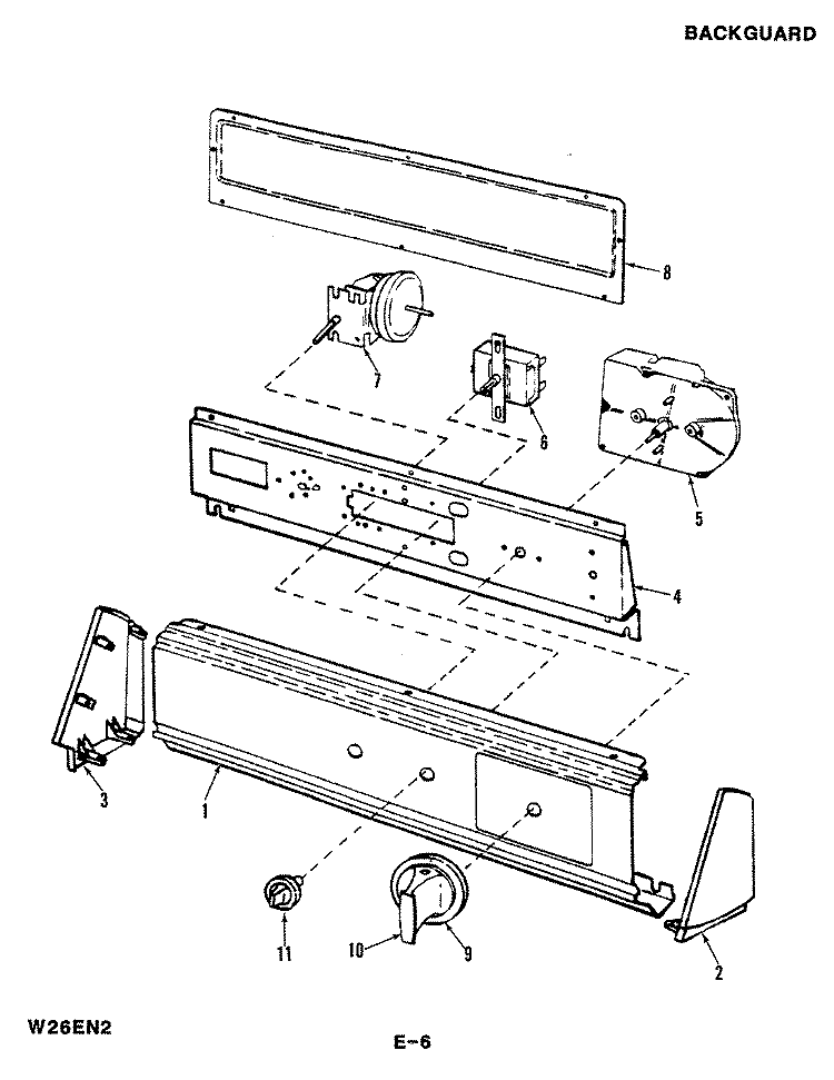 CONTROL PANEL Diagram and Parts List for W26EY2  Magic Chef Washer