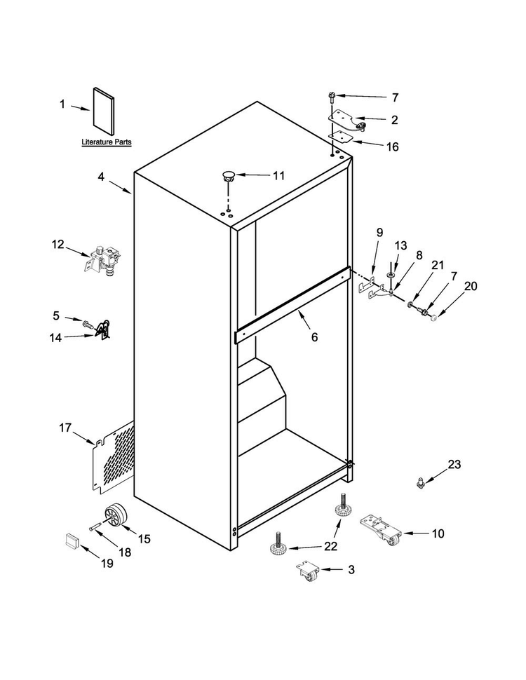 Cabinet Parts Diagram and Parts List for MRT519SZDE00  Maytag Refrigerator