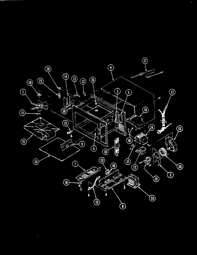 BASE & CAVITY PARTS Diagram and Parts List for M15E-3B  Magic Chef Microwave