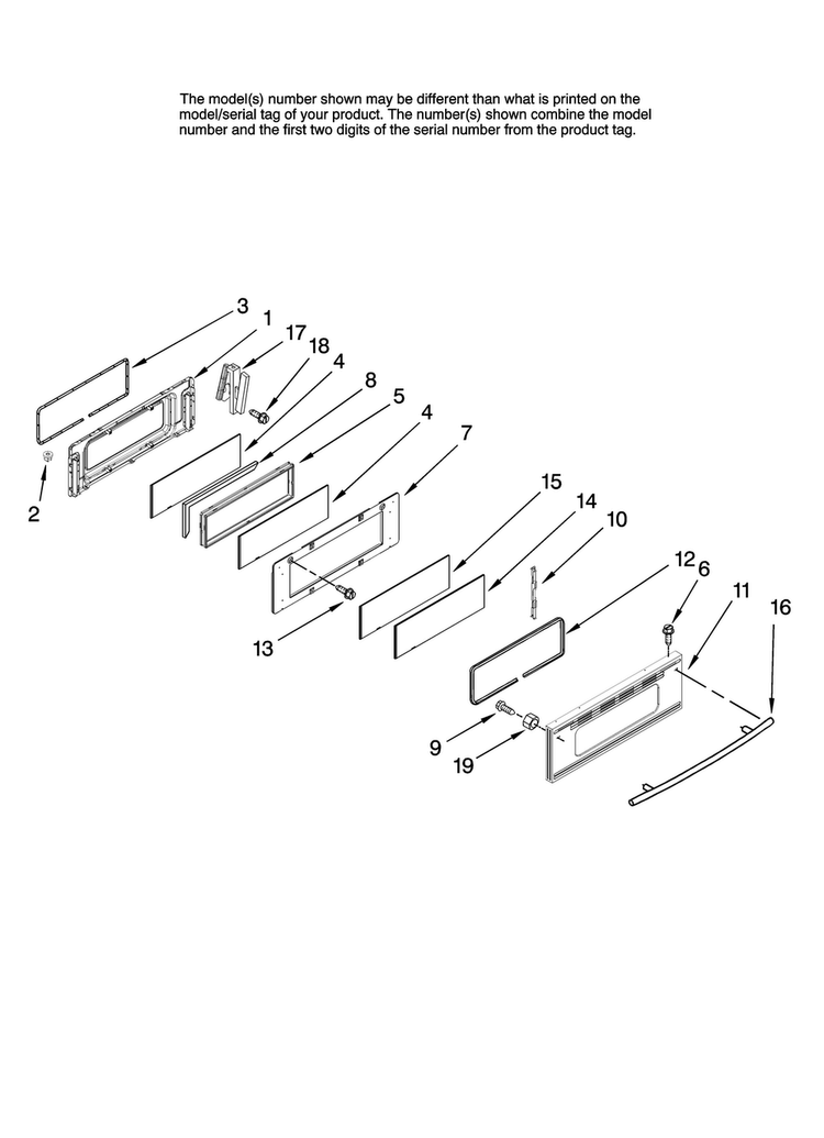 Upper Door Parts Diagram and Parts List for JER8895BAS10  Jenn-Air Range